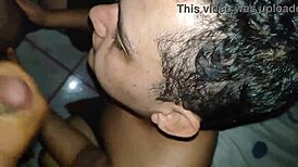 guy shoots cum into his mouth