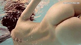 Loris Licicia's daring underwater nude swim