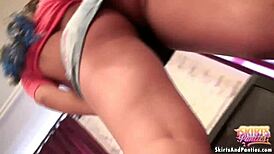 peek up my skirt while making a snack.