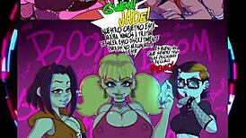 Detailed Cartoon Party Scenes With Anime Characters And Hentai Elements