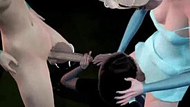 Mavis enjoys threesome with princess elsa and anna. Creampie fun in hotel.