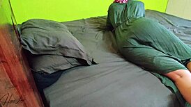 Asian stepmom caught off guard with surprise curvy fuck