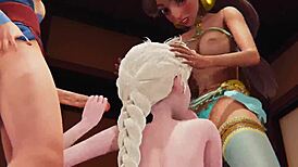 Wife giving pleasure to work friend