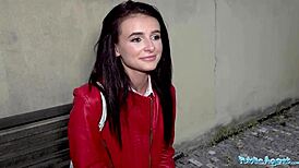 Public agent says, rip my nylons, fuck my pussy hard outside!