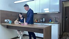 Stepsister caught with dildo lets him cum in her tight ass.