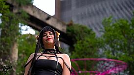 Hey, watch Yor Forger get wild on anime pillow cosplay