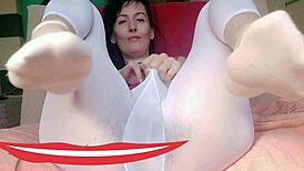 My mistress’s slender legs and wet hairy pussy drive me wild