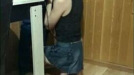 I gave a rough blowjob to a big cock on the balcony