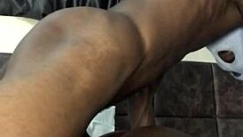 ebony girl with stretch marks ass charges phone and gets juicy pussy fucked in cowgirl