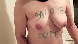 European slave in a solo French session with intense masturbation and uro play.