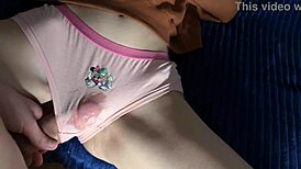 Close-up footage of a kinky roommate's messy orgasm