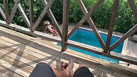 My wife tans by the pool. Meanwhile, sister-in-law bangs me on the balcony!