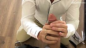 ऑफिस में मॉन्स्टर लंड ब्लोजॉब भारी कम एपिक फेशियल