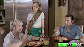 scout step daughter gets banged by step dad and brother in wild scene.