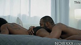 Curly Jordan Jameson admires hunk's strength