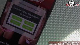 German amateur milf with big tits fucks in the kitchen pov style