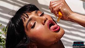 Wow, curvy Indian milf Angel Constance strips naked outdoor for Playboy shoot! 🌞