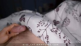 Step mom toys with step son's cock