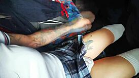 Yo, you gotta see this colegiala flashing panties on the bus. Wild transsexual vibe!