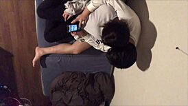 Wow, can you believe this kinky Japanese couple getting wild before bed?!