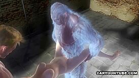 Busty 3D babe faces double team in jail cell.