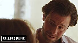 Seth Gamble licks Cecilia Lion's pussy on kitchen table before intense missionary banging