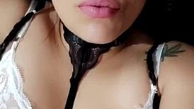 bluee shows face of pleasure while masturbating for you, beautiful exhibitionist