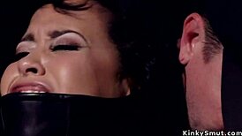 Tanned Slut Choked, Gagged, And Hard Flogged In Rough Bondage!