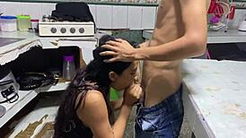 I follow my stepsister and suck her big tits
