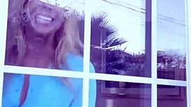 Blonde Stepmom's Huge Tits Bent Over For Blowjob And Toys