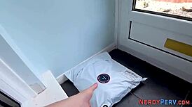 Leeds geek CUM SPRAYS in first time blowjob trick