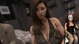 Old cuckold gets footjob under desk in brothel