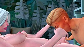 Futanari mistress teases husband with deep throat and anal in hentai