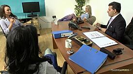 Naughty girls tease with masturbation before horny couple