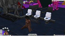 Futanari shemales have sex and fun in Sims 4
