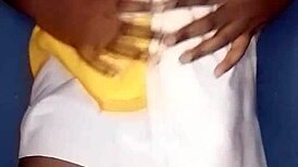 Ebony BBW Rides Cucumber in Tight Pussy Action