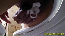 Real Teen Nurse Shoves Panties Deep in Public Toilet