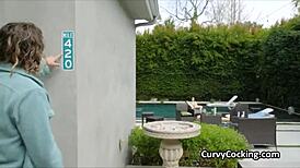 Fucking girlfriend's big titties outside feels so intense