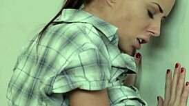 Orgasms Fill Young Natural Babe During Intense Foreplay on Stairs