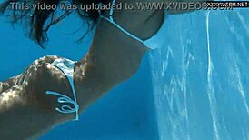 Wow! Swimming pool stunner Angelica, the best milf ever, goes naked in bikini!