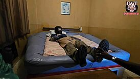 In the trailer, the old married welder receives piss from his black bisexual lover. Then he gets covered in cum.