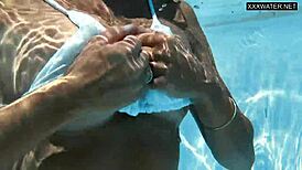 Wow! Swimming pool stunner Angelica, the best milf ever, goes naked in bikini!