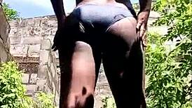 Dark Skin Booty Outdoor Sex with Ebony Teen 18+ 😍