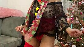 Anna Maria Mature Latina Christmas in Red Lingerie