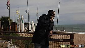 Beautiful Blonde Teen 18+ Teasing Massive Black Cock with Licks and Deepthroats