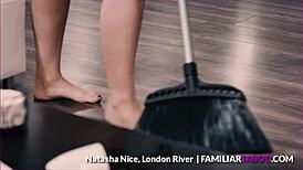 I couldn’t resist tempting the new cleaning lady London River and Natasha Nice with Seth Gamble!