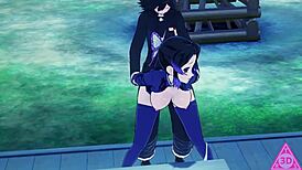 shinobu in hentai enjoys blowjob and cumshot with daddy