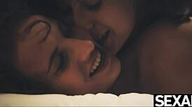 Lesbian Redhead Makes Girlfriend's Big Natural Tits Bounce