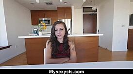 sexy step sister kharlie stone starts with a steamy blowjob before pov banging