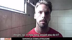 Gay Latino renovator gets extra service by sucking cock
